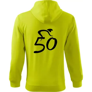 Pánská móda Cyklista slaví padesátku (50) - Mikina s kapucí na zip trendy zipper - M ( Limetková )
