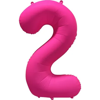 Balónek Amscan Fóliový balón narozeninové číslo 2 - Neon růžová 86 cm