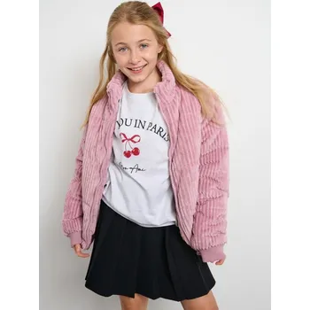 Dívčí bunda Sinsay - Manšestrová bunda s kapsami a stojáčkem - růžová - ZF402-39X - ZF402-39X-140-2
