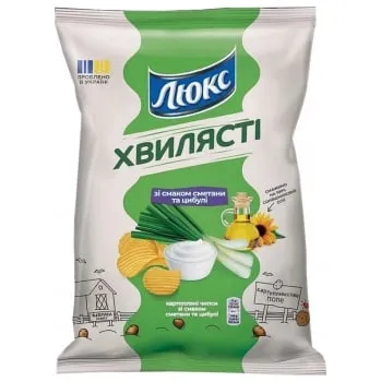 Chips Brambůrky vlnité s příchutí smetany a zelené cibule 125g LUX
