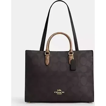 Kabelka COACH dámská kabelka Maggie Canvas tmavě hnědá