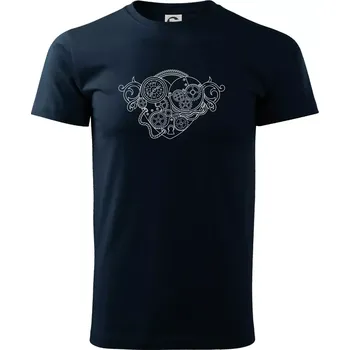 Pánské tričko Steampunk srdce kreslené - Triko extra velké (5-8XL) - 6XL ( Námořní modrá (velmi tmavá - téměř černá) )