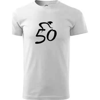 Pánské tričko Cyklista slaví padesátku (50) - Triko extra velké (5-8XL) - 8XL ( Bílá )
