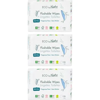 Dětský vlhčený ubrousek Vlhčené ubrousky Naty bez vůně splachovatelné - 3 x 56 ks