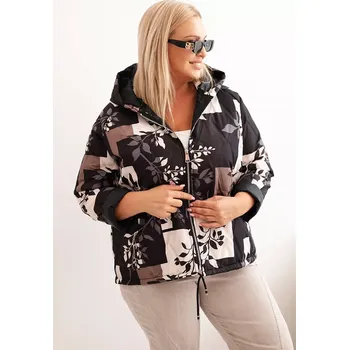 Kesi Włoski Dámská bunda Plus Size s kapucí a prodlouženým zadním dílem černá Kesi Włoski černá | bílá | šedá | hnědá | vícebarevná 3396494