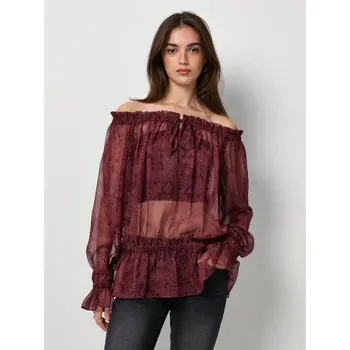 Dámské tričko Halenka s ozdobným volánem - S - House - kaštanové - 560HG-83P