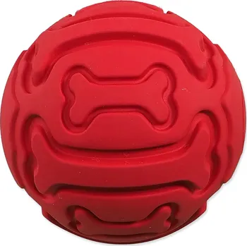 Hračka pro psa Míček Dog Fantasy gumový, vzor kost pískací červený 9cm