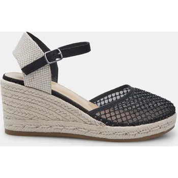 Dámské sandále Baťa dámské letní jutové sandály na vysokém klínku černé, vel. 37