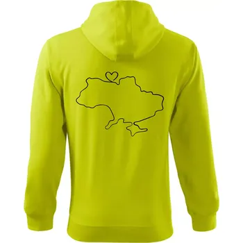 Pánská mikina Mapa Ukrajiny - srdce - Mikina s kapucí na zip trendy zipper - L ( Limetková )