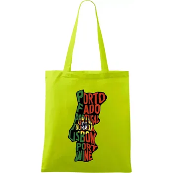 Mapy - názvy měst - Portugalsko - Taška bavlněná - 42 x 38 cm ( Limetková )