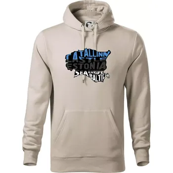 Pánská mikina Mapy - názvy měst - Estonsko - Mikina pánská Cape s kapucí - 5XL ( Ledově šedá )