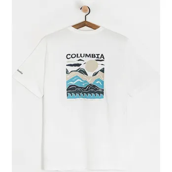 Pánské tričko Columbia Explorers Canyon (white/peaks and waves) M, bílá