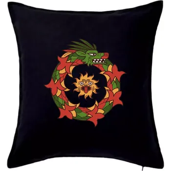 Polštář Mayové - zvířata had v kruhu - Polštář 50x50 - 50x50 - Pouze potah ( Černá )