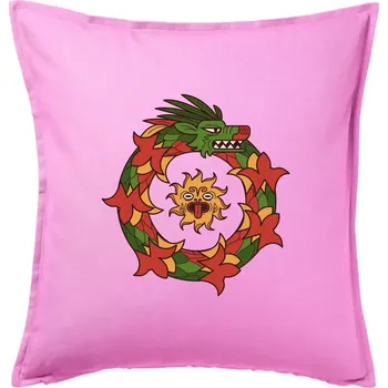 Polštář Mayové - zvířata had v kruhu - Polštář 50x50 - 50x50 - Pouze potah ( Růžová )