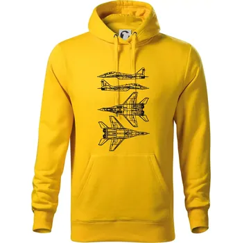 Pánská mikina Mig 29 Fulcrum - obrys - Mikina pánská Cape s kapucí - 5XL ( Žlutá )