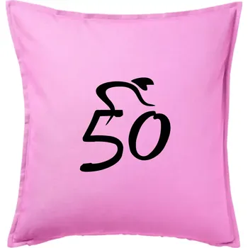 Polštář Cyklista slaví padesátku (50) - Polštář 50x50 - 50x50 - Včetně výplně ( Růžová )