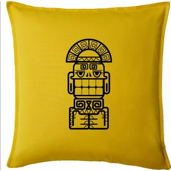 Polštář Mayové - socha se zuby - Polštář 50x50 - 50x50 - Pouze potah ( Žlutá )