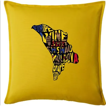 Polštář Mapy - názvy měst - Polsko - Polštář 50x50 - 50x50 - Pouze potah ( Žlutá )