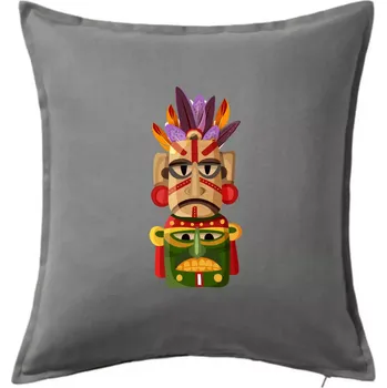 Polštář Mayové maska s peřím - Polštář 50x50 - 50x50 - Včetně výplně ( Tmavě šedý melír )