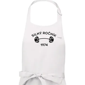 Kuchyňská zástěra Silný ročník - Letopočet 1974 - Pánská zástěra na vaření - Univerzální velikost ( Bílá )