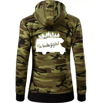 Dámská mikina To bude jízda - alkovna - Dámská mikina trendy zipper s kapucí - S ( Zelený maskáč )