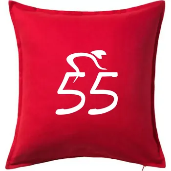 Polštář Cyklista slaví pětapadesátku (55) - Polštář 50x50 - 50x50 - Pouze potah ( Červená )