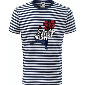 Pánská móda Mapy - názvy měst - Nizozemí - Triko na vodu - L ( Prouhovaná )