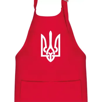 Kuchyňská zástěra Ukrajina trojzubec velký - Dětská zástěra na vaření - Univerzální velikost ( Červená )