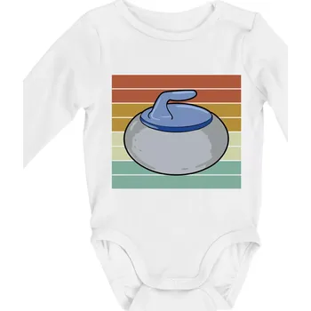 Curling vintage - Body kojenecké s dlouhým rukávem - Dlouhý r. 3-6 měs ( Bílá )