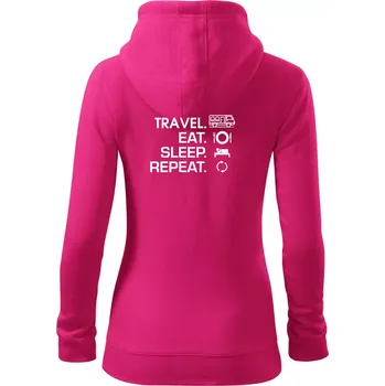 Dámská mikina Eat sleep travel - Van - Dámská mikina trendy zipper s kapucí - M ( Purpurová )