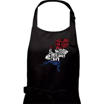Kuchyňská zástěra Mapy - názvy měst - Nizozemí - Pánská zástěra na vaření - Univerzální velikost ( Černá )
