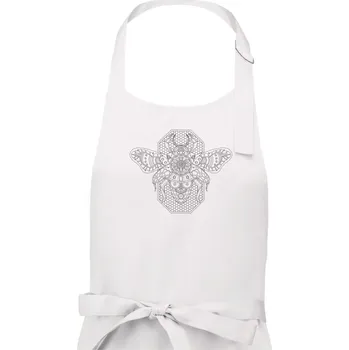 Kuchyňská zástěra Steampunk včela černobílá - Dámská zástěra na vaření - Univerzální velikost ( Bílá )