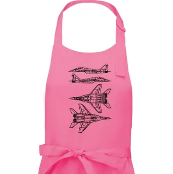 Kuchyňská zástěra Mig 29 Fulcrum - obrys - Pánská zástěra na vaření - Univerzální velikost ( Růžová )