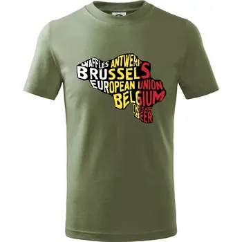 Mapy - názvy měst - Belgie - Tričko dětské bavlněné - 122 cm/6 let ( Khaki )