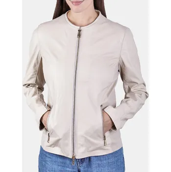 Dámská bunda Baťa dámská kožená bunda na zip béžové, vel. L