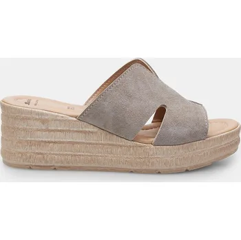 Dámské pantofle Baťa dámské kožené letní pantofle na klínku béžové, vel. 37