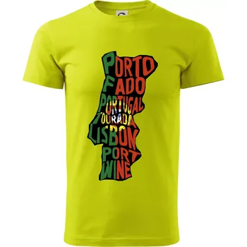 Mapy - názvy měst - Portugalsko - Klasické pánské triko vyšší gramáže - M ( Limetková )