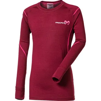 Progress MW NDRD dětské merino triko s dlouhým rukávem švestkový melír Velikost: 164/1