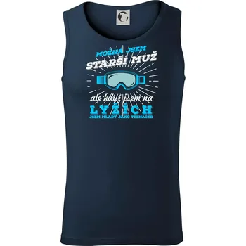 Lyže - možná jsem starší muž - Tílko pánské Core - M ( Námořní modrá (velmi tmavá - téměř černá) )