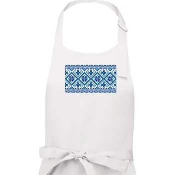 Kuchyňská zástěra Ukrajinský vzor - modrý - Dámská zástěra na vaření - Univerzální velikost ( Bílá )