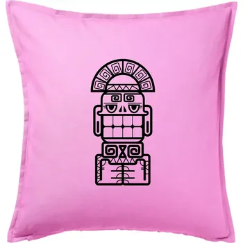 Polštář Mayové - socha se zuby - Polštář 50x50 - 50x50 - Pouze potah ( Růžová )