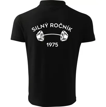 Pánská košile Silný ročník - Letopočet 1975 - Polokošile pánská Pique Polo 203 - 4XL ( Černá )
