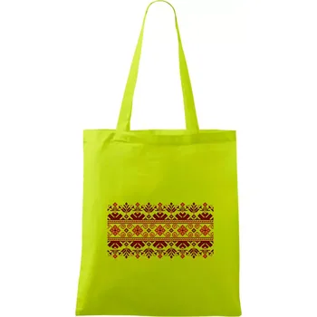 Ukrajinský vzor - červený - Taška bavlněná - 42 x 38 cm ( Limetková )