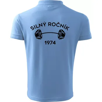 Pánská košile Silný ročník - Letopočet 1974 - Polokošile pánská Pique Polo 203 - 4XL ( Pyžamově světlá modrá )