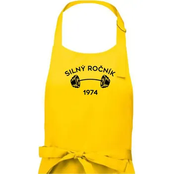 Kuchyňská zástěra Silný ročník - Letopočet 1974 - Dámská zástěra na vaření - Univerzální velikost ( Žlutá )