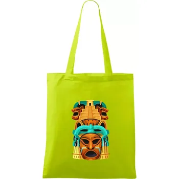 Mayové maska s pyramidou - Taška bavlněná - 42 x 38 cm ( Limetková )