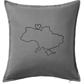 Polštář Mapa Ukrajiny - srdce - Polštář 50x50 - 50x50 - Pouze potah ( Tmavě šedý melír )
