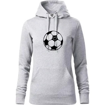 Dámská mikina I love fotbal míč - Mikina dámská Cape s kapucí - XS ( Světlešedý Melír )
