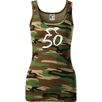 Dámské tričko Cyklista slaví padesátku (50) - Dámské Maskáčové tílko - XS ( Hnědý maskáč )