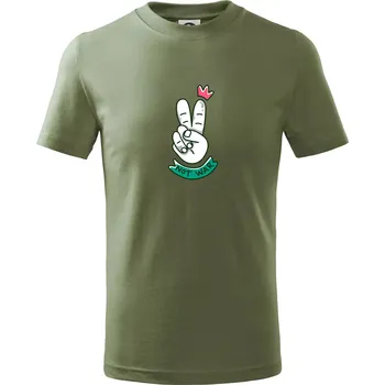 Victory ruka - not war - Tričko dětské bavlněné - 146 cm/10 let ( Khaki )